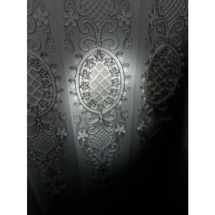 NİVEMESHOME HÜRREM GÜMÜŞ DETAYLI 1/3 SIK PİLELİ TÜL PERDE APM