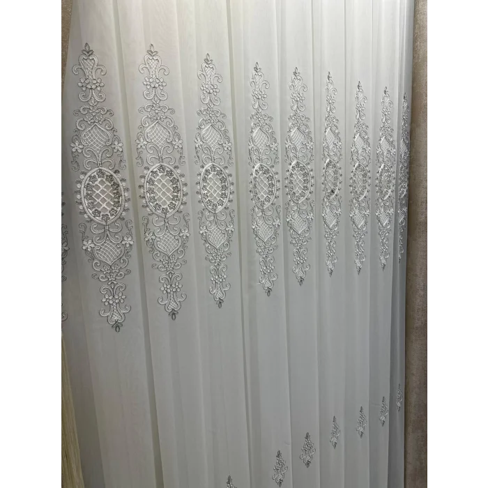 NİVEMESHOME HÜRREM GÜMÜŞ DETAYLI 1/3 SIK PİLELİ TÜL PERDE APM