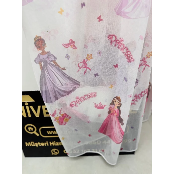 NİVEMESHOME HYL00009.801 KRDT204096 PRENSES ÇOCUK ODASI 1/2.5 PİLE TÜL PERDE APM