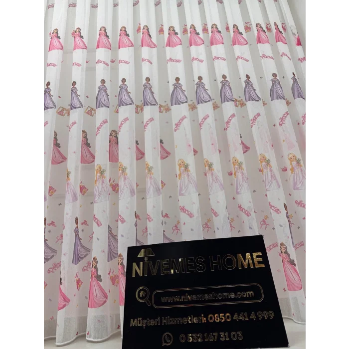 NİVEMESHOME HYL00009.801 KRDT204096 PRENSES ÇOCUK ODASI 1/2.5 PİLE TÜL PERDE APM