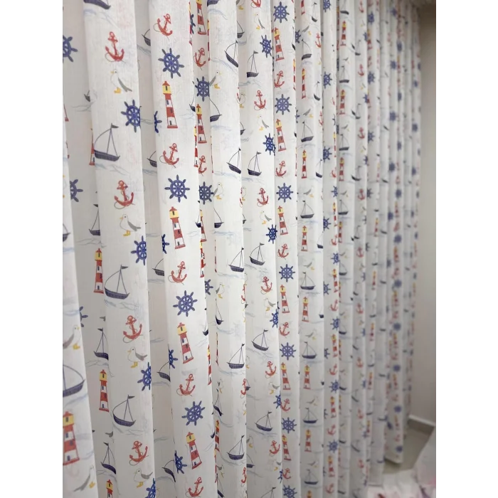 NİVEMESHOME HYL00009.801 PRD55293 GEMİ KAPALI DESENLİ ÇOCUK ODASI 1/2.5 PİLE TÜL PERDE APM