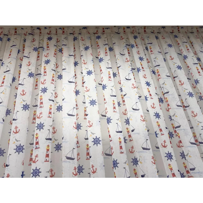 NİVEMESHOME HYL00009.801 PRD55293 GEMİ KAPALI DESENLİ ÇOCUK ODASI 1/2.5 PİLE TÜL PERDE APM