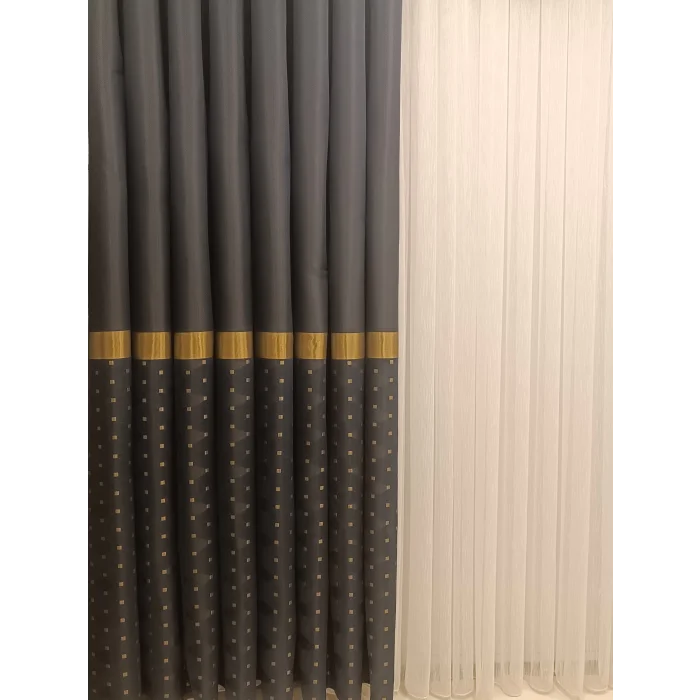 NİVEMESHOME JEWELS AZUL-ORO 1/3 DENSIDAD DE PELO CORTO CORTINAS DE FONDO APM