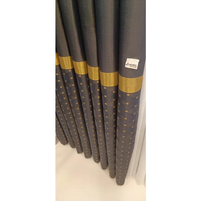 NİVEMESHOME JEWELS AZUL-ORO 1/3 DENSIDAD DE PELO CORTO CORTINAS DE FONDO APM