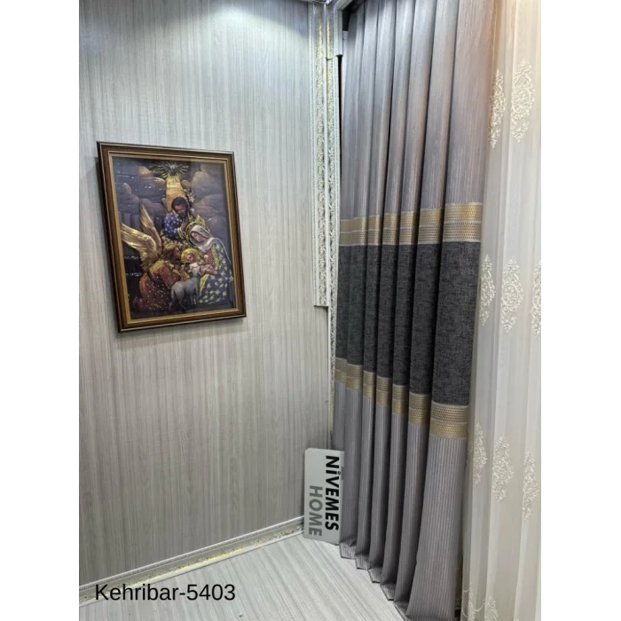 NİVEMESHOME KEHRİBAR FT614162 GRİ V-5403 PANEL CURTAIN 1/3 DENSE PILE CURTAIN APM