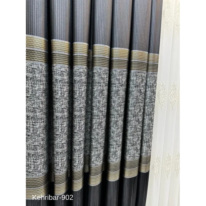 NİVEMESHOME KEHRİBAR FT614162 SİYAH V-902 PANO FON PERDE 1/3 SIK PİLELİ PERDE APM