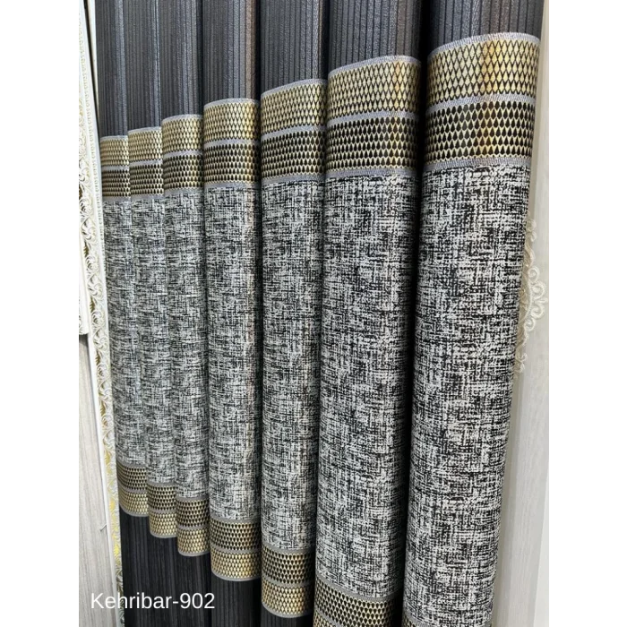 NİVEMESHOME KEHRİBAR FT614162 SİYAH V-902 PANO FON PERDE 1/3 SIK PİLELİ PERDE APM