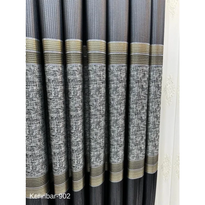 NİVEMESHOME KEHRİBAR FT614162 SİYAH V-902 PANO FON PERDE 1/3 SIK PİLELİ PERDE APM