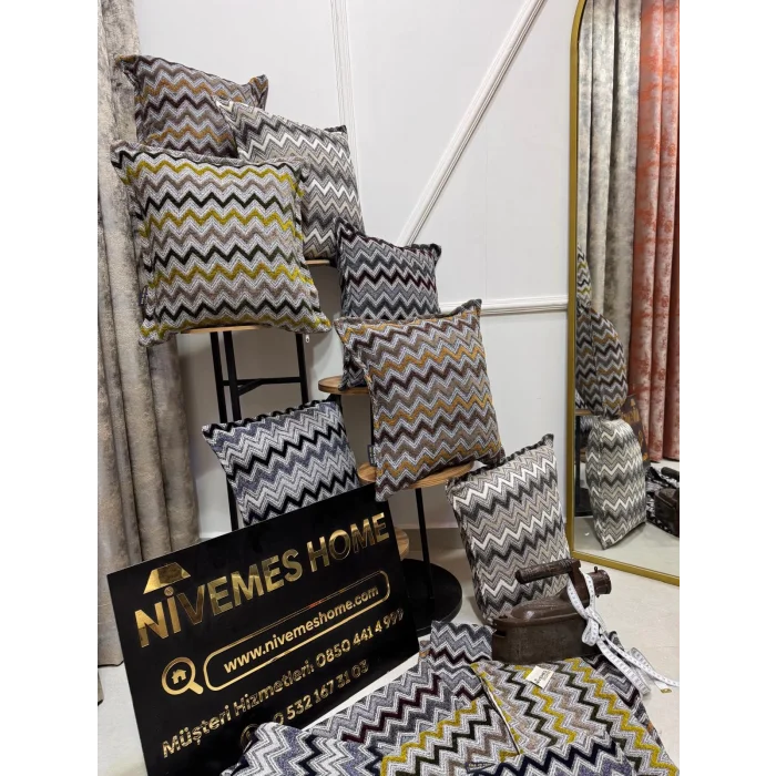 NİVEMESHOME LACİVERT GRİ KIRLENT KILIFI 45X45