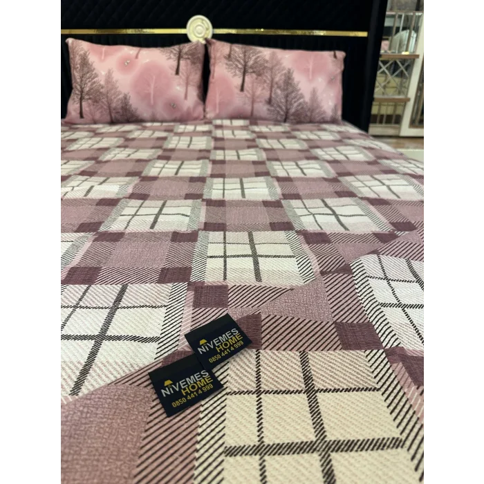 NİVEMESHOME LİLA DESENLİ 160X230 الغطاء الواحد للسرير الفردي