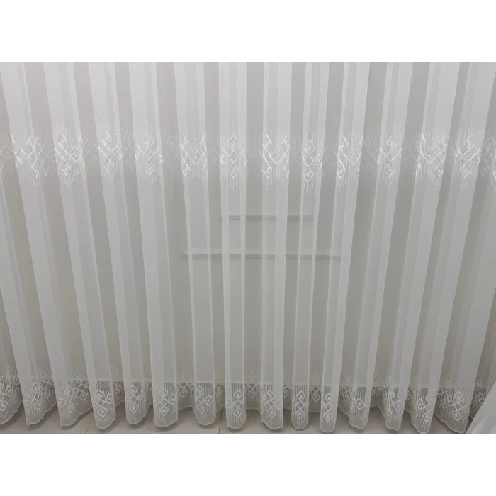 NİVEMESHOME LUNA GEOMETRIC PATTERNED 1/3 THICK PLEATED TULLE CURTAIN APM