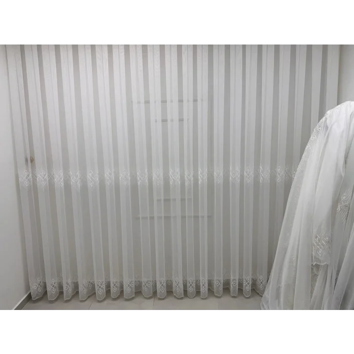 NİVEMESHOME LUNA GEOMETRIC PATTERNED 1/3 THICK PLEATED TULLE CURTAIN APM