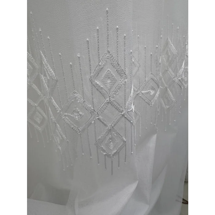 NİVEMESHOME LUNA GEOMETRIC PATTERNED 1/3 THICK PLEATED TULLE CURTAIN APM