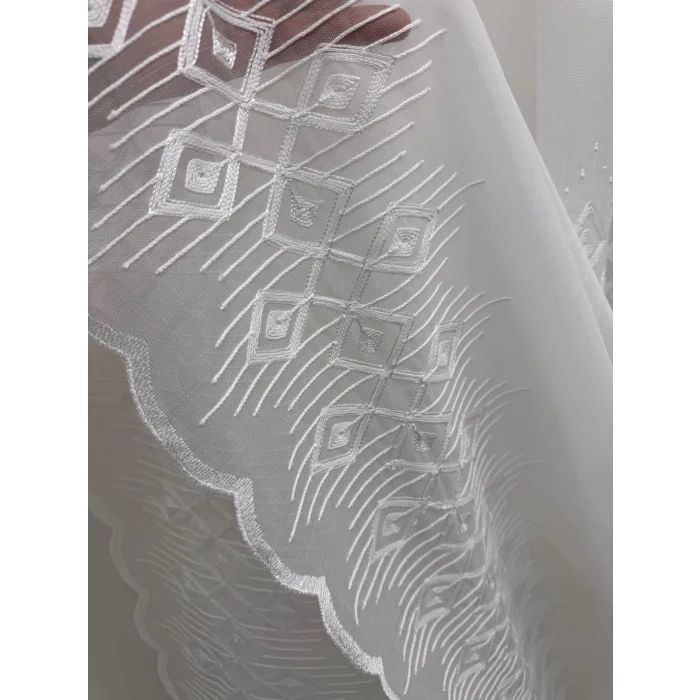 NİVEMESHOME LUNA GEOMETRIC PATTERNED 1/3 THICK PLEATED TULLE CURTAIN APM