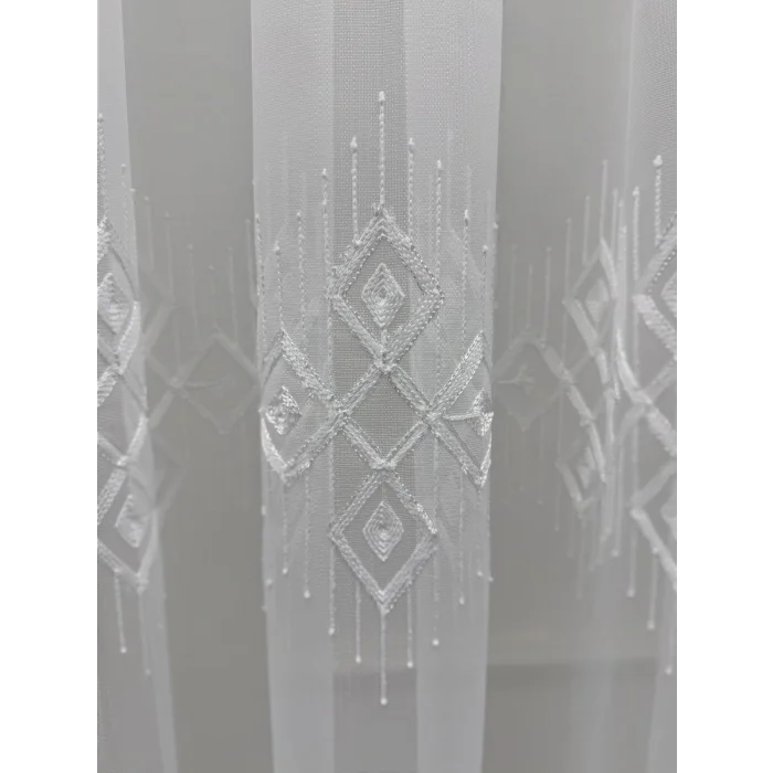 NİVEMESHOME LUNA GEOMETRIC PATTERNED 1/3 THICK PLEATED TULLE CURTAIN APM