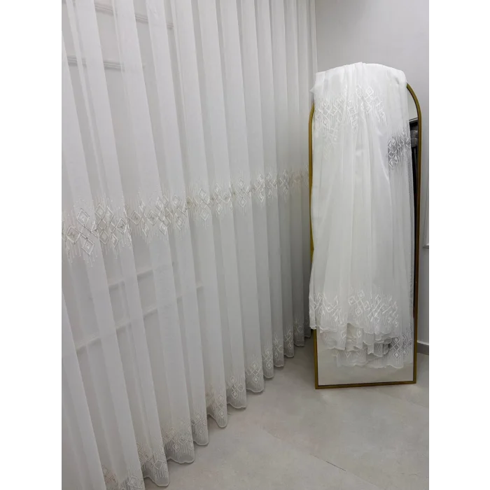 NIVEMESHOME LUNA GEOMETRIC PATTERNED GOLD 1/3 DENSE CURTAIN APM