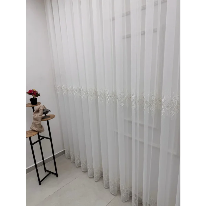 NIVEMESHOME LUNA GEOMETRIC PATTERNED GOLD 1/3 DENSE CURTAIN APM