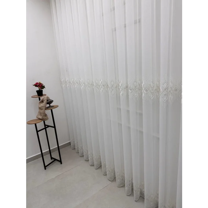 NIVEMESHOME LUNA GEOMETRIC PATTERNED GOLD 1/3 DENSE CURTAIN APM