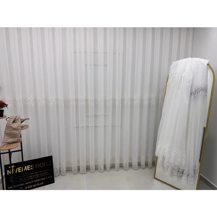 NIVEMESHOME LUNA GEOMETRIC PATTERNED GOLD 1/3 DENSE CURTAIN APM