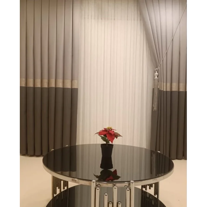 NİVEMESHOME MARİLYA GRAY/GOLD 1/3 DENSE PILE BACKDROP CURTAIN