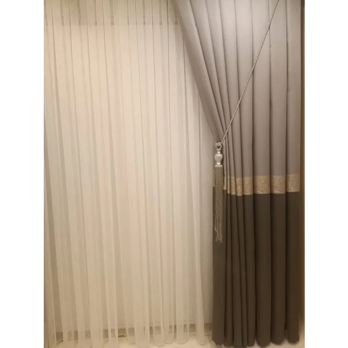NİVEMESHOME MARİLYA GRAY/GOLD 1/3 DENSE PILE BACKDROP CURTAIN