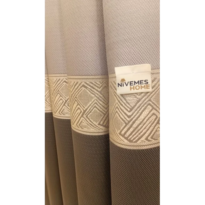 NİVEMESHOME MARİLYA GRAY/GOLD 1/3 DENSE PILE BACKDROP CURTAIN