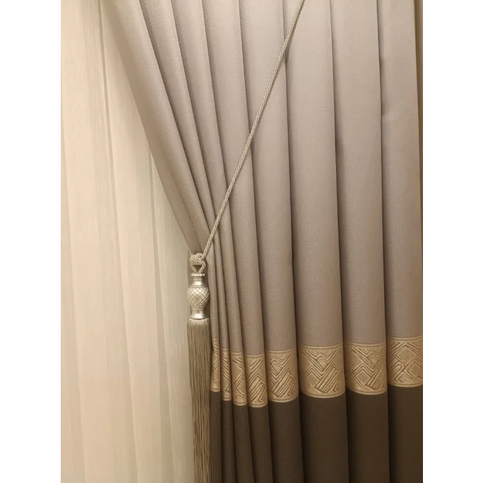 NİVEMESHOME MARİLYA GRAY/GOLD 1/3 DENSE PILE BACKDROP CURTAIN