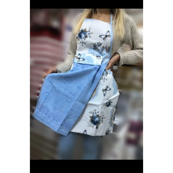 Grembiule da cucina in velluto blu NİVEMESHOME