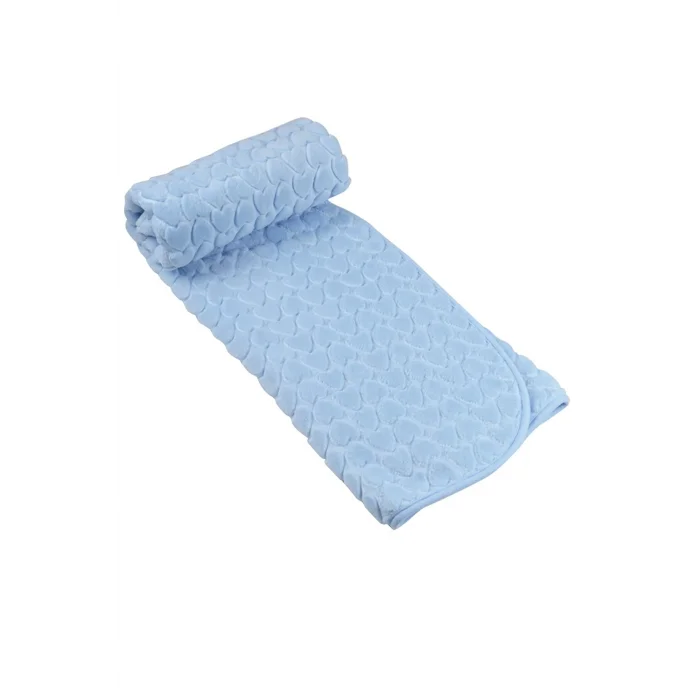 MANTA PARA BEBÉ DE 100X120 AZUL CON CORAZONES MERINOS