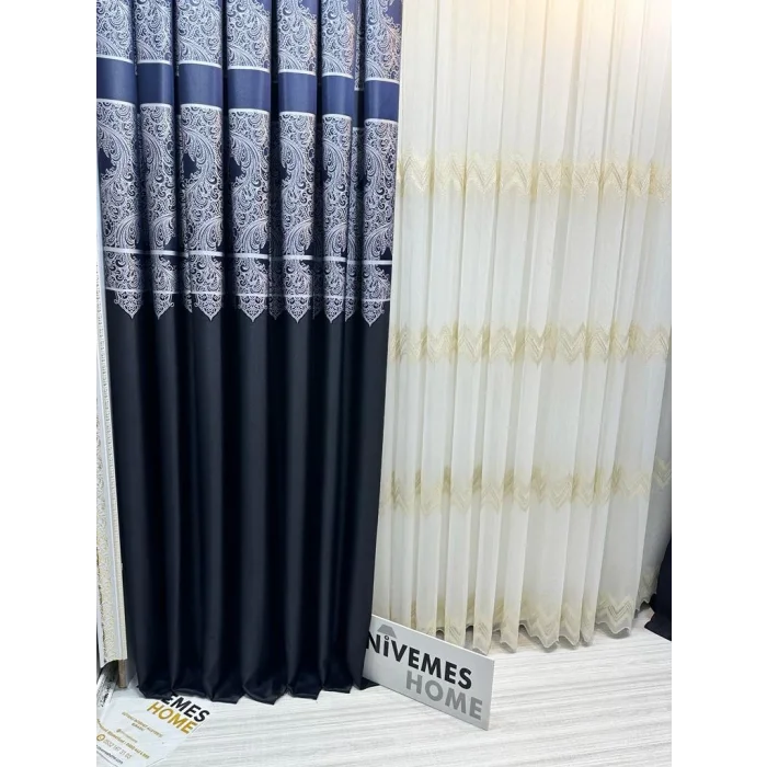 NİVEMESHOME MİLAS SİYAH 671539 1/3 SIK PİLELİ FON PERDE APM