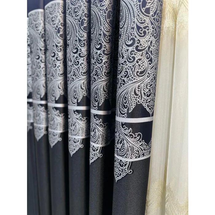 NİVEMESHOME MİLAS SİYAH 671539 1/3 SIK PİLELİ FON PERDE APM