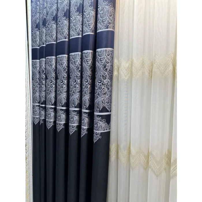 NİVEMESHOME MİLAS SİYAH 671539 1/3 SIK PİLELİ FON PERDE APM