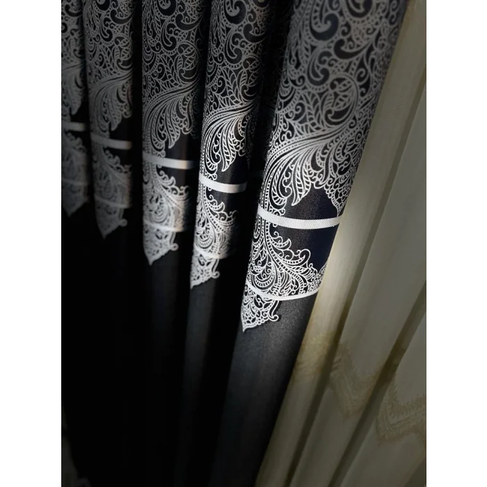 NİVEMESHOME MİLAS SİYAH 671539 1/3 SIK PİLELİ FON PERDE APM