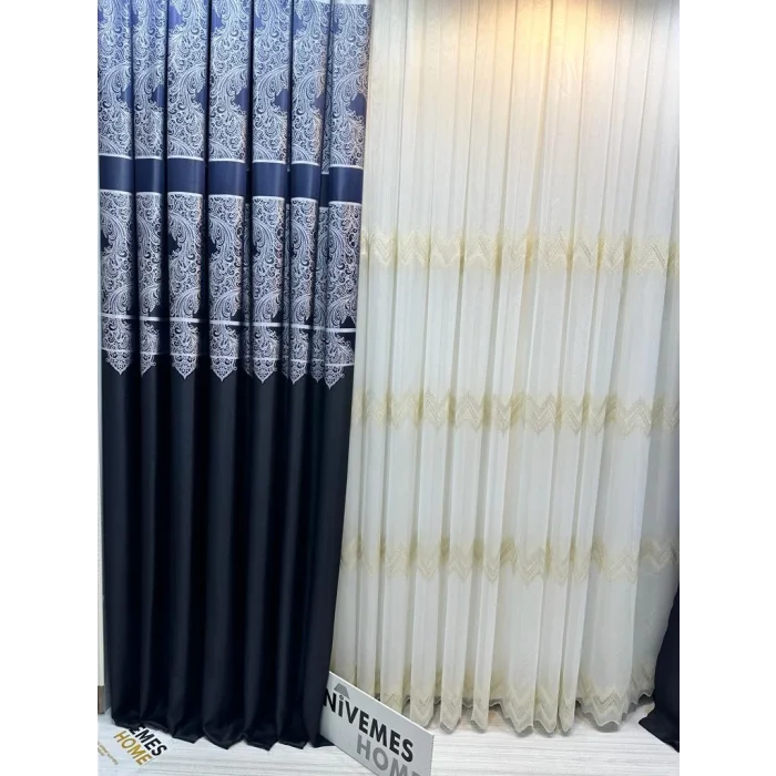 NİVEMESHOME MİLAS SİYAH 671539 1/3 SIK PİLELİ FON PERDE APM