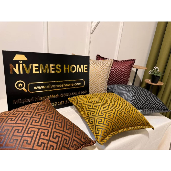 NİVEMESHOME MONET ZİGZAG FIBER FILLED PILLOW ANTHRACITE-GRAY 45 X 45