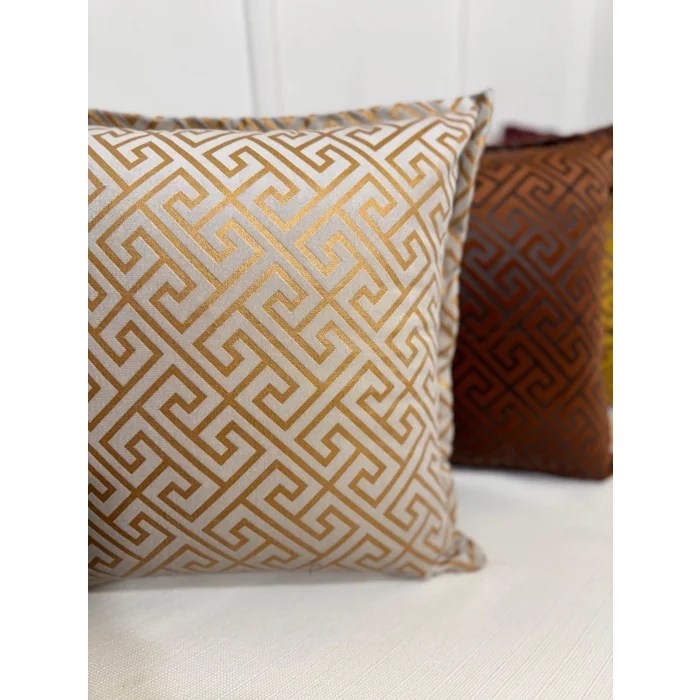NİVEMESHOME MONET ZIGZAG FIBER-FILLED CUSHION YELLOW-CREAM 45 X 45