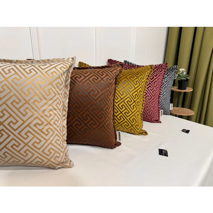 NİVEMESHOME MONET ZIGZAG FIBER-FILLED CUSHION YELLOW-CREAM 45 X 45