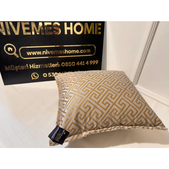 NİVEMESHOME MONET ZIGZAG FIBER-FILLED CUSHION YELLOW-CREAM 45 X 45
