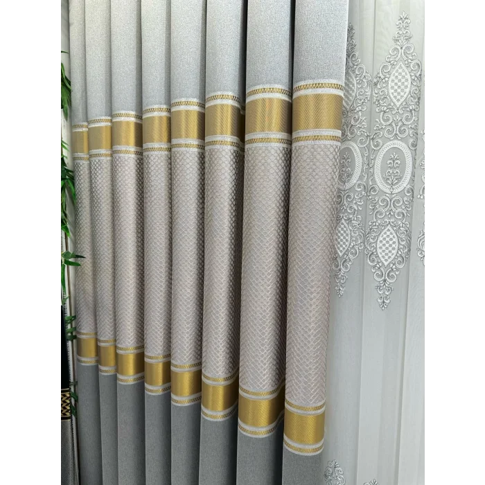 NİVEMESHOME MOZAİK FT614163 V-2001 GRİ 1/3 SIK PİLELİ FON PERDE APM