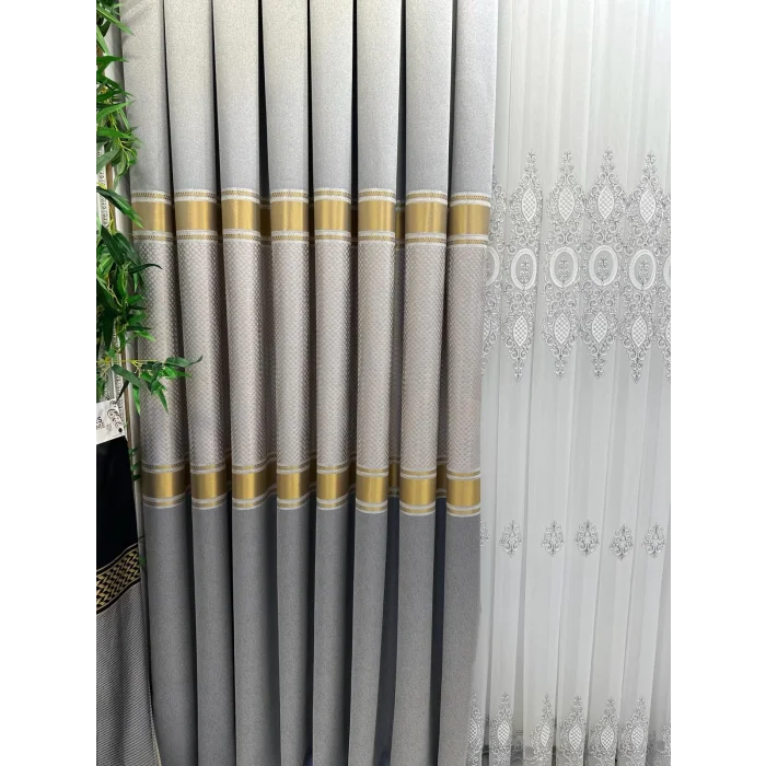 NİVEMESHOME MOZAİK FT614163 V-2001 GRİ 1/3 SIK PİLELİ FON PERDE APM