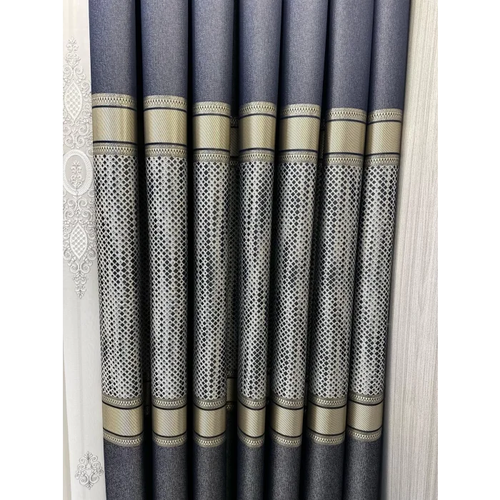 NİVEMESHOME MOZAİK FT614163 V-502 LACİVERT 1/3 SIK PİLELİ FON PERDE APM