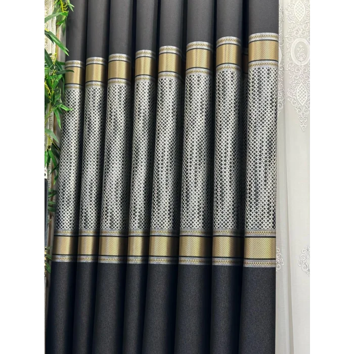 NİVEMESHOME MOZAİK FT614163 V-902 SİYAH 1/3 SIK PİLELİ FON PERDE APM