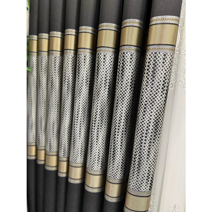 NİVEMESHOME MOZAİK FT614163 V-902 SİYAH 1/3 SIK PİLELİ FON PERDE APM