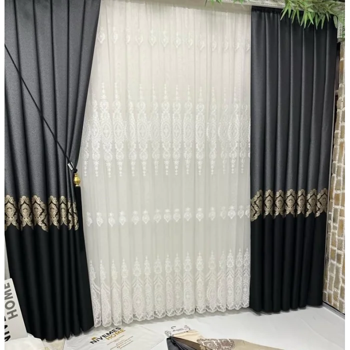 NİVEMESHOME PARLA V-932  1/3 SIK PİLELİ FON PERDE APM