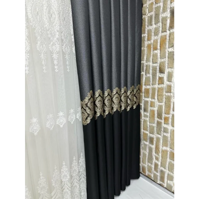 NİVEMESHOME PARLA V-932  1/3 SIK PİLELİ FON PERDE APM