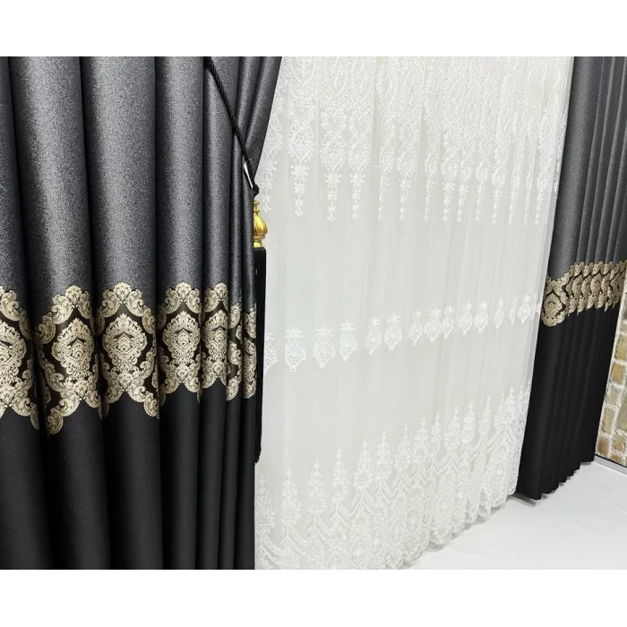 NİVEMESHOME PARLA V-932  1/3 SIK PİLELİ FON PERDE APM