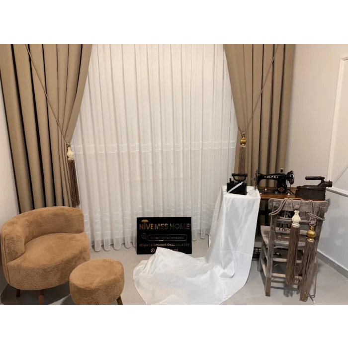 NIVEMESHOME ROMA LINO 1/3 TROPPI PIEGHE BEIGE TELA FONESTRA APM