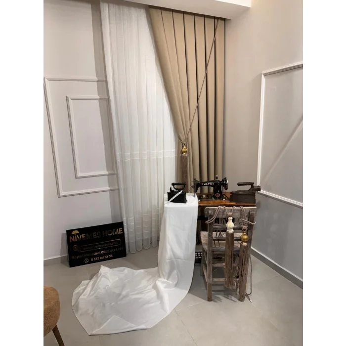 NIVEMESHOME ROMA LINO 1/3 TROPPI PIEGHE BEIGE TELA FONESTRA APM