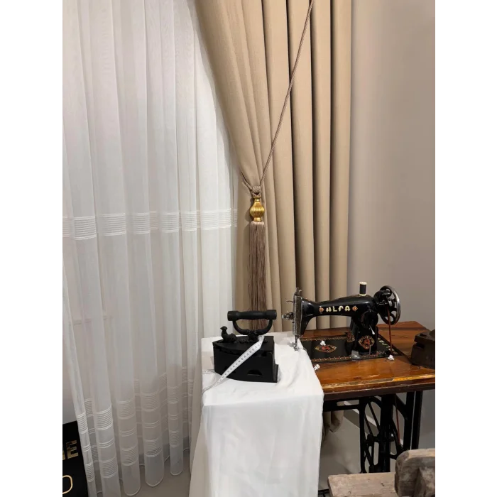 NIVEMESHOME ROMA LINO 1/3 TROPPI PIEGHE BEIGE TELA FONESTRA APM