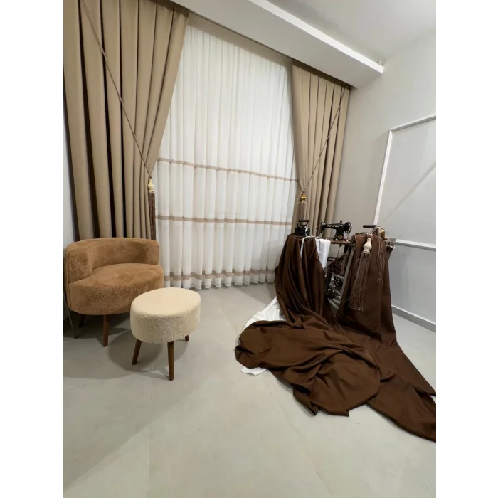 NIVEMESHOME ROMA LINO 1/3 TROPPI PIEGHE BEIGE TELA FONESTRA APM